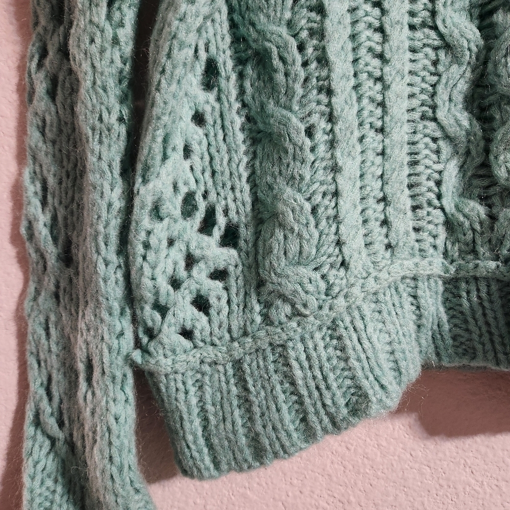 Free People Fluff Wool Mohair Blend Pullover Sweater Mint Green size XS - Picture 6 of 7